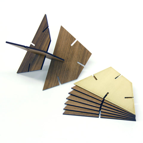 Sculpture Squared Trapezoid, Walnut and Stainless Steel